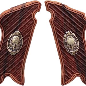 Mauser Luger P08 Gun Grips, Wooden Gold Metal Grips