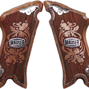 Mauser Luger P08 Gun Grips Wooden Gold Metal