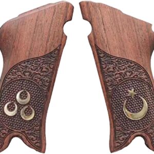 Mauser Luger P08 Gun Grips, Wooden Gold Metal Grips