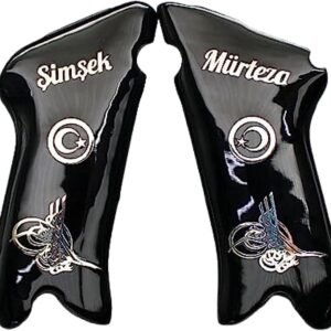 Mauser Luger P08 Gun Grips, Wooden Acrylic  Silver Metal Grips