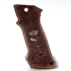 Colt 1911 Grips, Full Size Walnut Wood, Colt Professional Target Gold Metal Gungrip