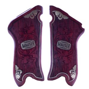 Mauser Luger P08 Gun Grips Wooden Gold Metal
