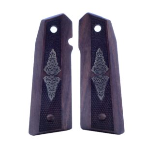Nighthawk 1911 Walnut Wood Gold Metal Grips