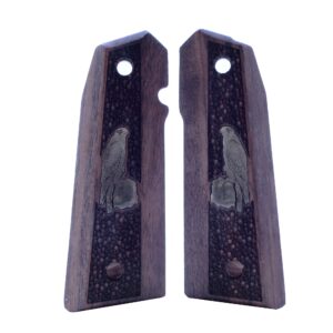 Nighthawk 1911 Walnut Wood Gold Metal Grips