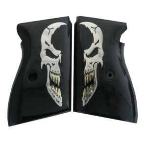 Walther PPK Grips Black Akrilic silver end  Gold Metal Grips