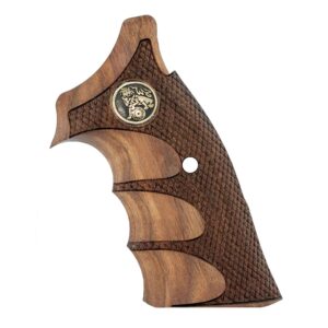 S&W 357 KL Frame Squarebutt Wood Grips Gold Metal