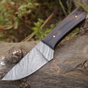 Legacy Damascus Skinning Knife with Exotic Wenge Wood Handle