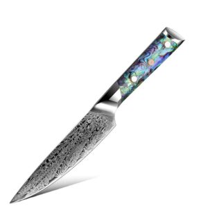 Ronin Chef Knife VG10 Damascus Petty Knife with Abalone Shell Handle